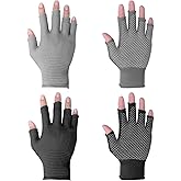 Half-Finger Slip Breathable Fingerless Work Gloves Lightweight Slip Fingerless Grip Gloves Non-slip Yoga Glove Exercise Work Glove for Cycling Motorcycle, Rowing Cycling Workout, 2 Pairs, Black, Grey