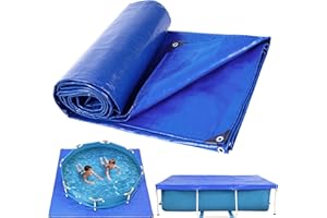 Hanjet 6X8 FT Swimming Pool Ground Cloths- Rectangular Waterproof PE(No PVC) Swimming Pool Liner Pad for Protect Above Ground Pool Prevents Punctures Pool Tarp
