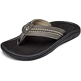 OLUKAI Hokua Men's Beach Sandals, Quick-Dry Flip-Flop Slides, Water Resistant & Wet Grip Rubber Soles, Compression Molded Footbed & Soft Comfort Fit