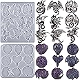 2 Pack Dragon Keychain Resin Mold - 9 Cavities Each - Multiple Style - Pendant - Resin Casting Silicone Molds for Home Decor & Candle Making Wave Spiral Mold