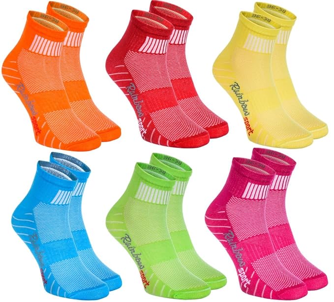 6,9 oder 12 Paar Sportliche Socken Moderne Originelle bunte Socken in 12 modischen Farben; in der EU produziert; Größen von 3