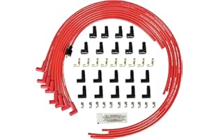 RLP Universal Spark Plug Wire Set 8.5mm with Red Silicone Jacket and 90 Degree Boots Replaces Accel 4041