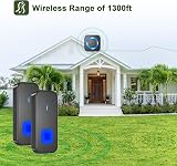 SURFOU Wireless Doorbell 1300ft Long Range 2 Buttons Receiver LED 5 Volume view 2