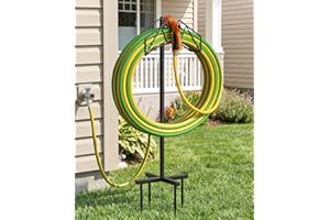Garden Hose Holder, Heavy Duty Water Garden Hose Reel Holds 150/160ft Hose for Outside, Hose Holder Stand Storage Rack Freest