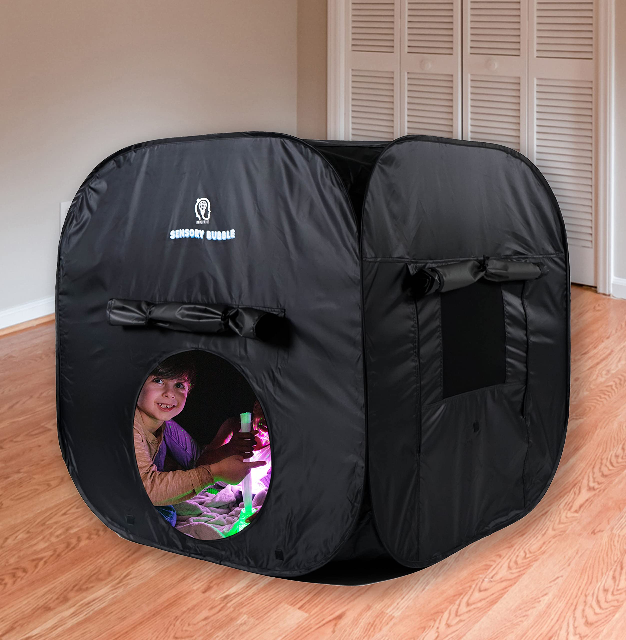Sensory Bubble Sensory Den Premium Pop-up Black-Out Tent. Portable for SEN, Autism, ASD and ADHD with Travel Bag. Home Sensory Tent