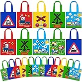 Pinkunn 20 Pieces Reusable Mini Train Party Tote Gift Bags with Handles Goodie Treat Bags Gift Bag with Handles Party Favor