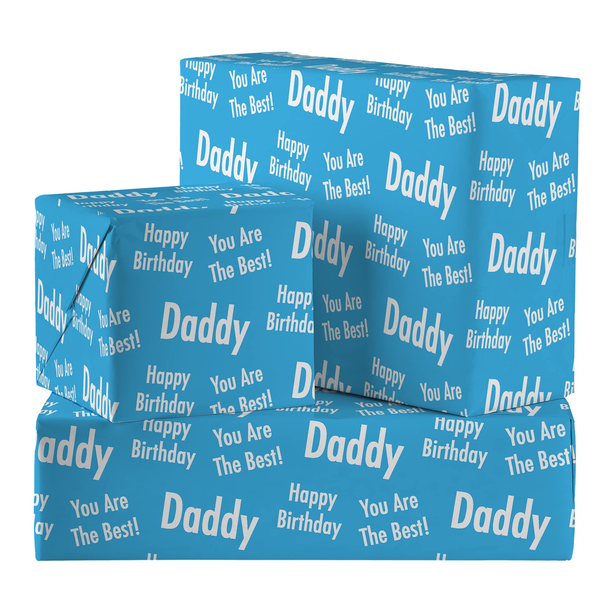 Hunts England - 2 Sheets Of Daddy Birthday Luxury Wrapping Paper From Young Child - Includes 2 Gift Tags - Daddy Male Folded Gift Wrap - Urban Colour Collection - Gift Wrap From Son/Daughter