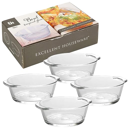Juego de 4 cuencos de cristal templado para cocinar y hornear en ...