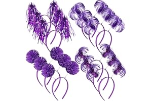 Censen 12 Pcs Christmas Pom Pom Headbands Spirit Party Headwear Tinsel Ponytails Head Bopper for Birthday Holiday