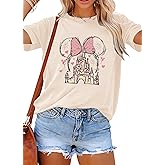 Magic Shirts for Women Cute Castle Graphic Vacation Tops