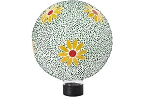 VCUTEKA Gazing Ball, 8" Glass Gazing Balls Sphere for Garden Lawn Outdoor Ornament Yard Decorative, Daisy