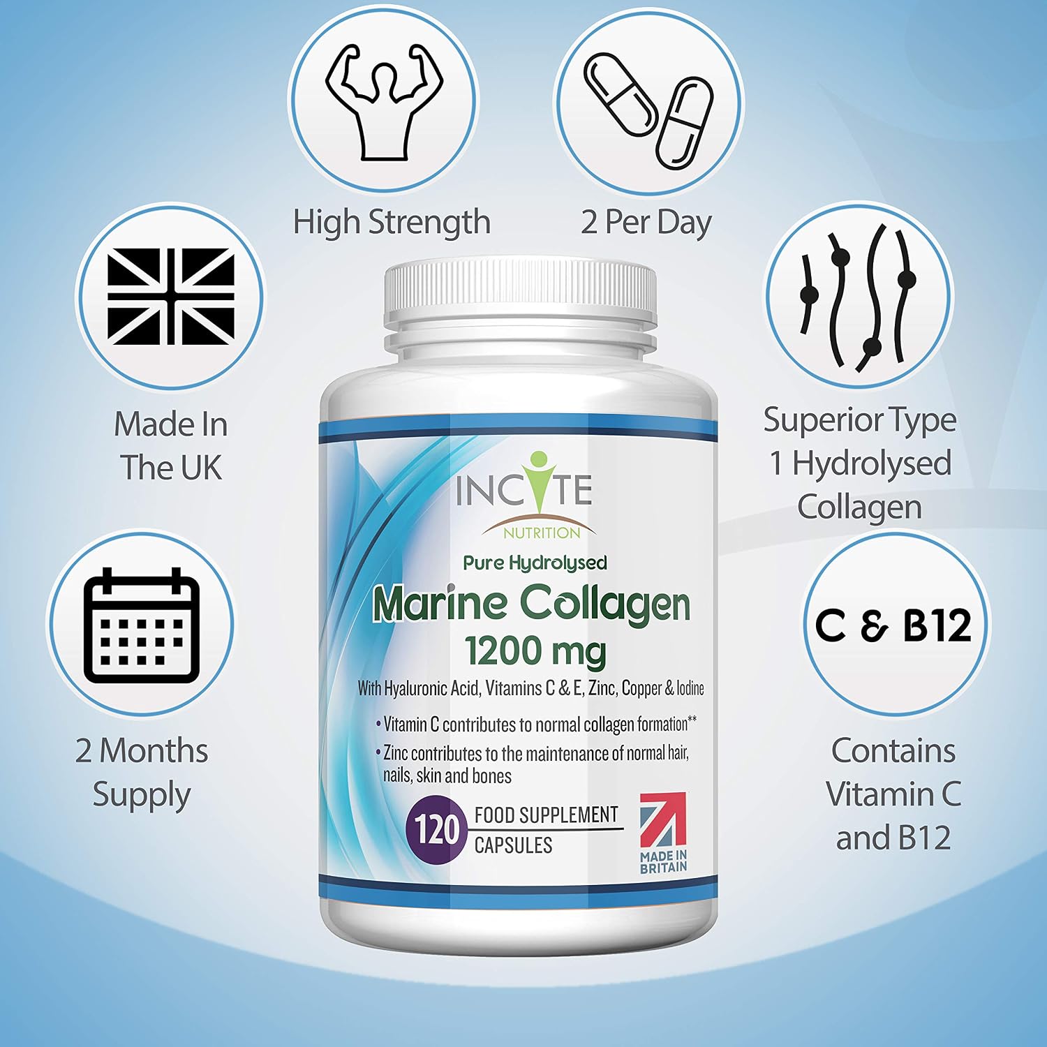 Marine Collagen Supplements for Women & Men 1200mg, 120 count (144 g) (Pack of 1) - Image 4