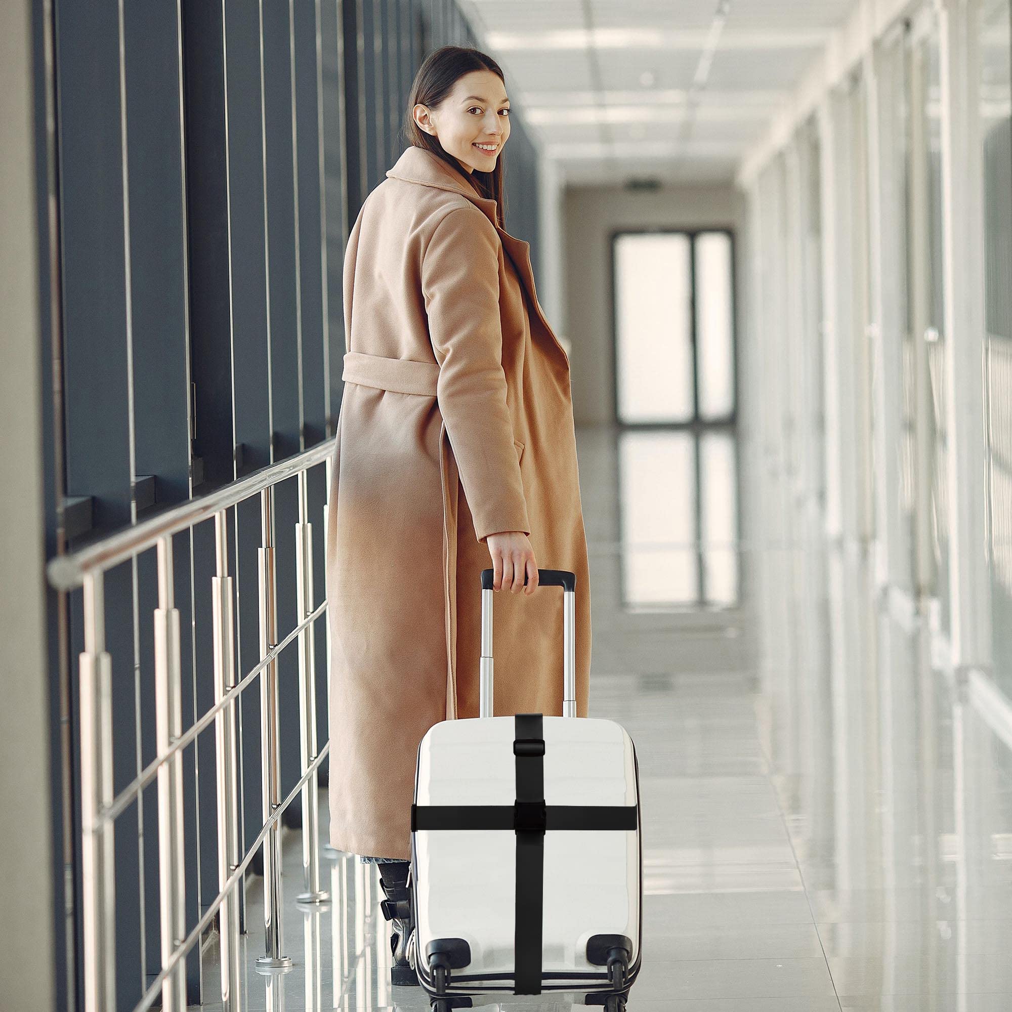 Luggage Straps for Suitcases TSA Approved Travel Belt 4 Pack by Chelmon (Black)