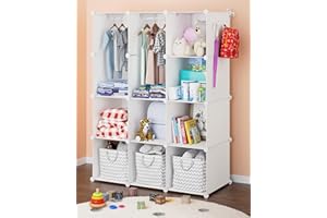 CUBEDIY Baby Closet Organizer for Nursery: Durable Baby Wardrobe for Closet - Customizable Baby Dresser Amoire Shelves - Waterproof Shelf Clothes Organizer w/Wall Fixation (White)