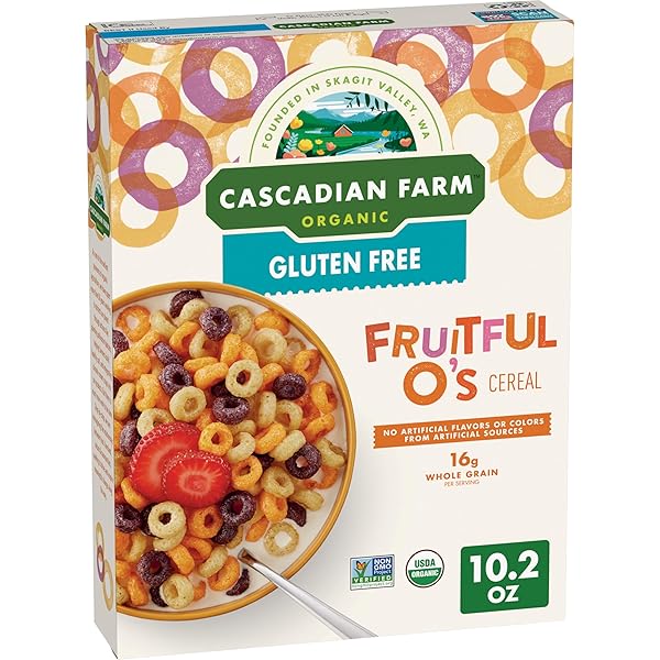 CASCADIAN FARM ORGANIC FRUITFUL O’S BREAKFAST CEREAL, GLUTEN FREE, MADE WITH WHOLE GRAIN, 10.2 OZ