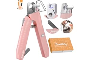 Pawsibility - Reinvented Pet Nail Clippers for Your Pal - USB Rechargeable LED Light for Bloodline | Razor Sharp and Durable Blade | Vets Recommended Trimming Tool for Dogs and Cats - Pink