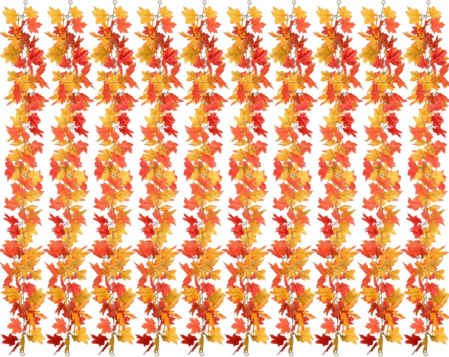 Wreaths, Garlands & Swags - MorTime 10 Pack Fall Maple Garland, 5.9 FT Artificial Maple Leaves Garland Autumn Decor Hanging Vine Garland for Indoor Outdoor Thanksgiving Party Wedding Decorations