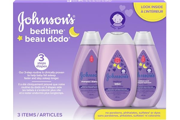Johnson's Baby Bedtime Gift Set, 3 count, Moisturizing Lotion and Cream for Dry Skin, Baby Wash, Baby Shampoo (3 X 400ml)