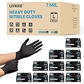 UYKKE HEAVY DUTY 7 Mil Nitrile Black Gloves Disposable Latex Free Rubber Latex Cleaning Mechanic Food Prep Gloves 1000PCs