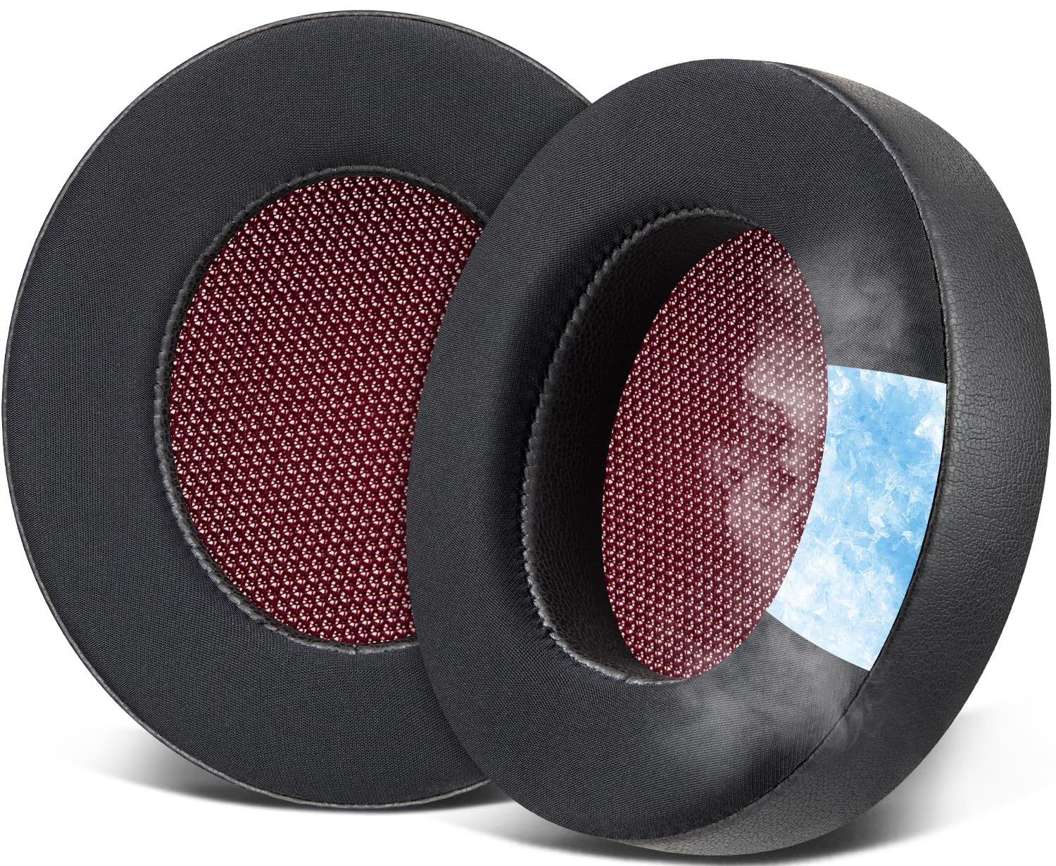 SOULWIT Cooling Gel Earpads for Teufel Real Blue NC/Real Blue/Real Pure (2020) Headphones, Ear Pads Cushions with Ice Silk Fabric, Noise Isolation Foam - Black