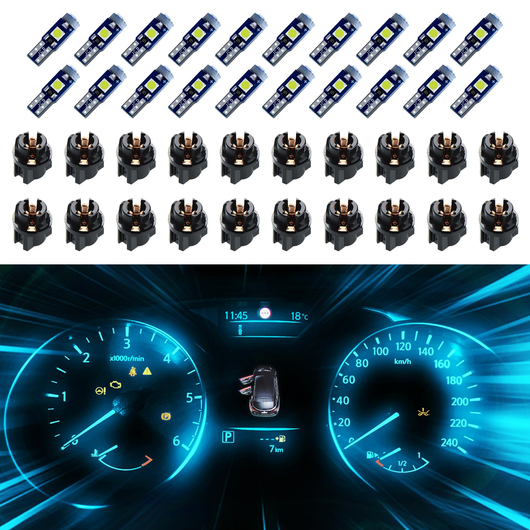 Kutyun 20Pcs T5 LED Lights for Car Dashboard, T5 37