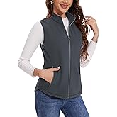 MAGCOMSEN Women's Fleece Vest with Zipper Pockets Zip Up Sleeveless Jackets Lightweight Soft Warm Polar Vest Outerwear