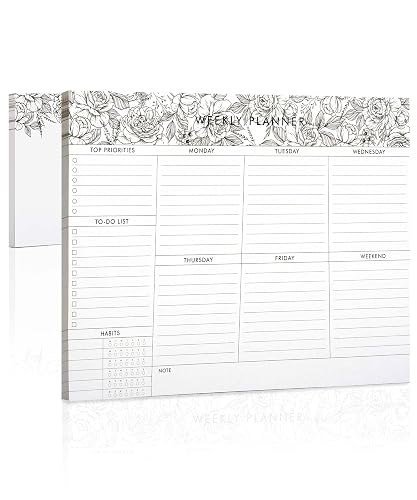 Weekly Planner Notepad 50 To Do List Notepad (8.5 X 11) Set of 2 Weekly ...