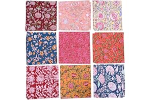 KLAVATE 10 Pc Mix Lot Napkin Hand Block Print Napkin 100% Cotton Napkin Handmade 16x16 Inch Jaipuri Printed Dining Table Cloth, Multicolor