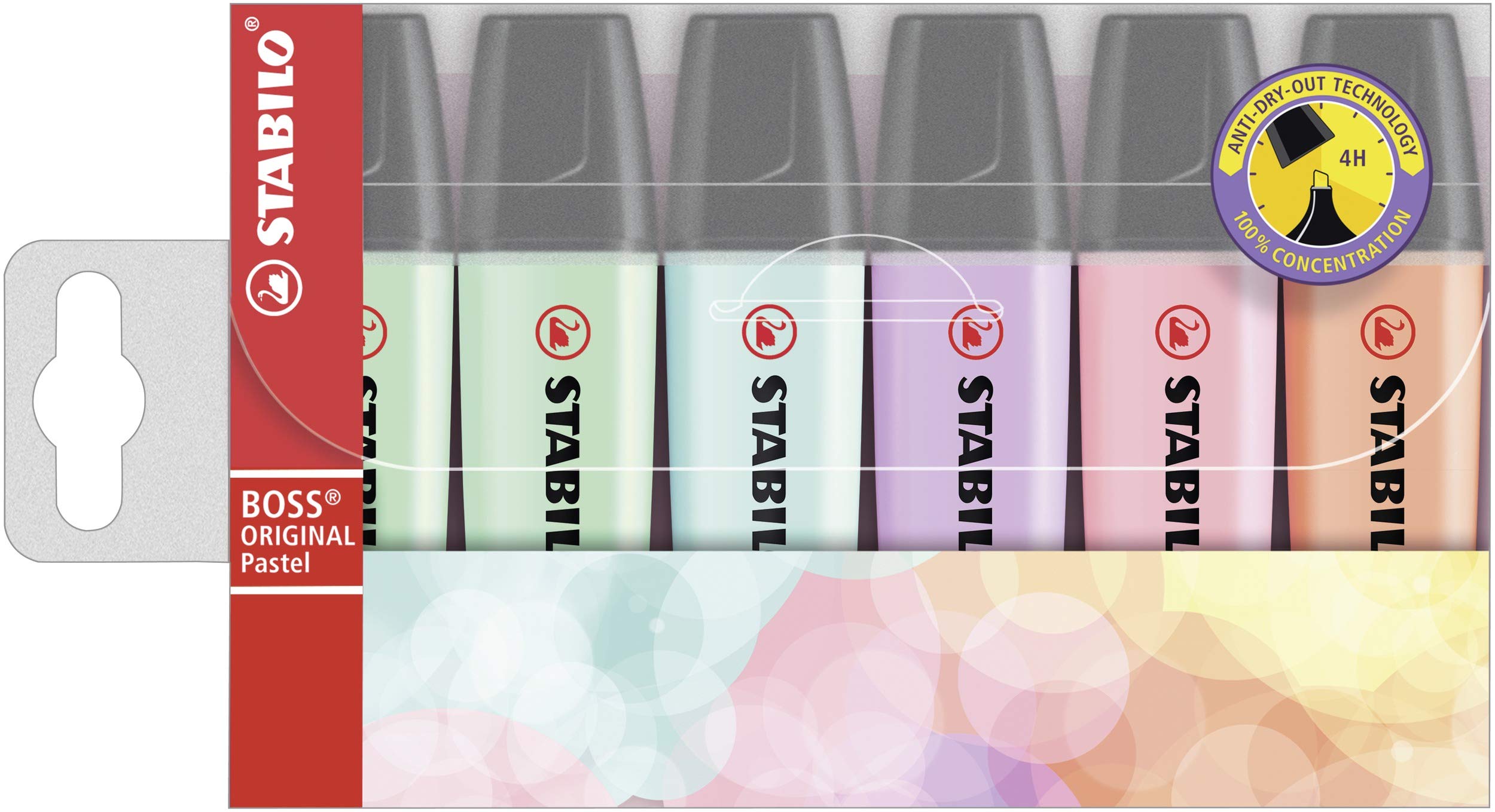 Highlighter - STABILO BOSS ORIGINAL Pastel - Pack of 6 - Assorted Colours