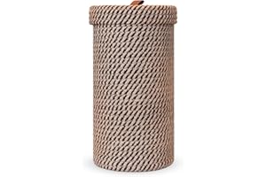 Handmade Cotton & Jute Toilet Paper Holder – Woven Toilet Paper Stand & Storage Basket with Lid, Freestanding Organizer for B