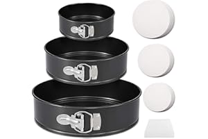 HIKOLVOL Springform Pan Set, Nonstick 3pcs (7 9 11 Inch) Springform Pans Cheesecake Pan Removable Bottom, Leakproof Round Spring Form Pans Cake Pans Sets for Baking and 60 Pcs Parchment Paper liners