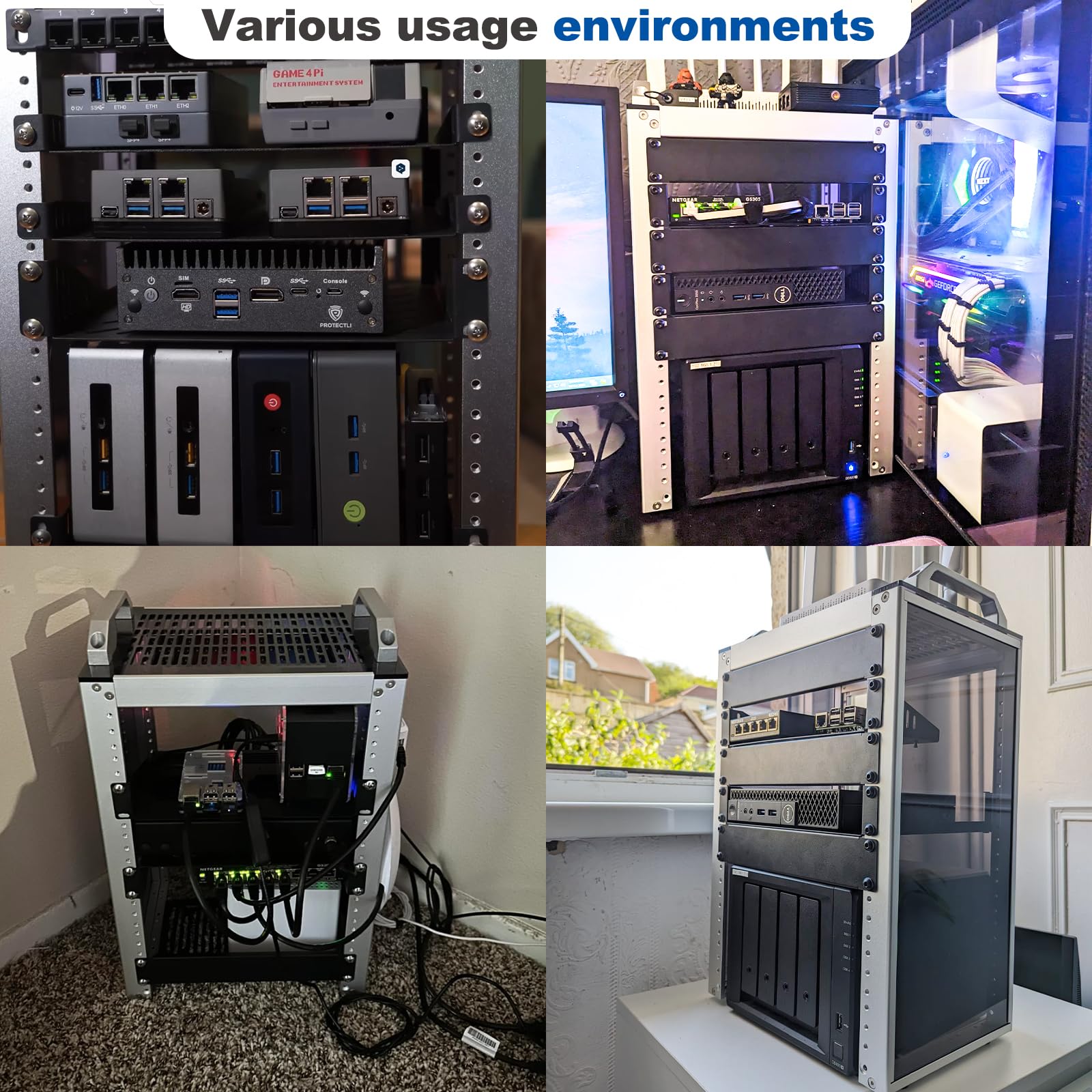 GeeekPi DeskPi RackMate T1, 8U 10 Zoll Serverschrank, 200 mm Tiefes Mini-Rack mit Regalboden & Blindplatte, für NAS, AV- & Netzwerktechnik (Silber) 7