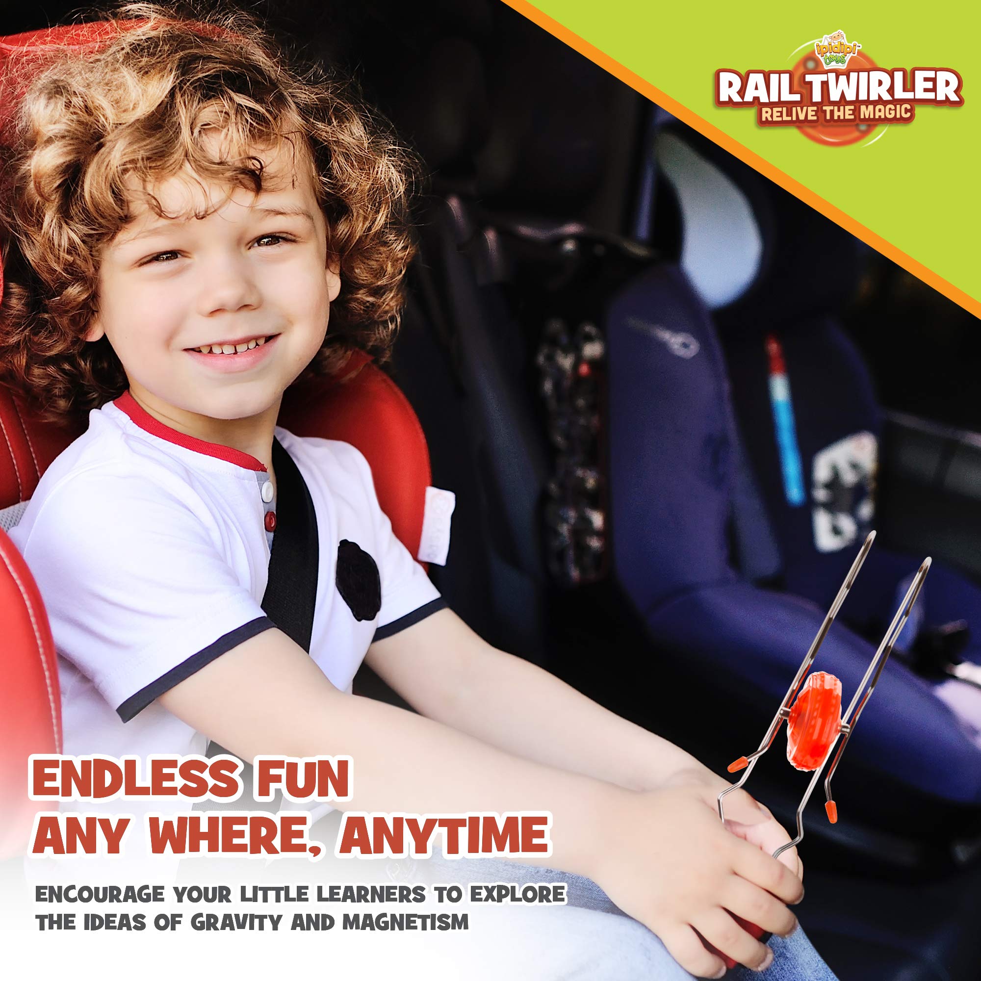 Retro Magic Rail Twirler - 3 Pack - Light Up Magnetic Stocking Stuffers For Kids - Sensory Toy With Spinning Wheel and Flashing LEDs | Rail Twister Vintage Fidget Toy for Adults & Children | 3 Colors