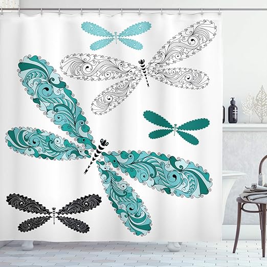 Amazon Com Ambesonne Dragonfly Shower Curtain Ornamental