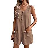Ekouaer Rompers for Women Summer Shorts Loose Jumpsuit Waffle Casual 2026 Beach Outfits Vacation Clothes