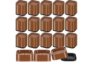 Ecally Bed Risers (Set of 16) Adjustable Furniture Risers 3 inch Heavy Duty Stackable Bed Lifts Risers Desk Leg Riser Square Bed Elevators Bed Frame Risers for Mattress Table Sofa Chair Couch(Brown)