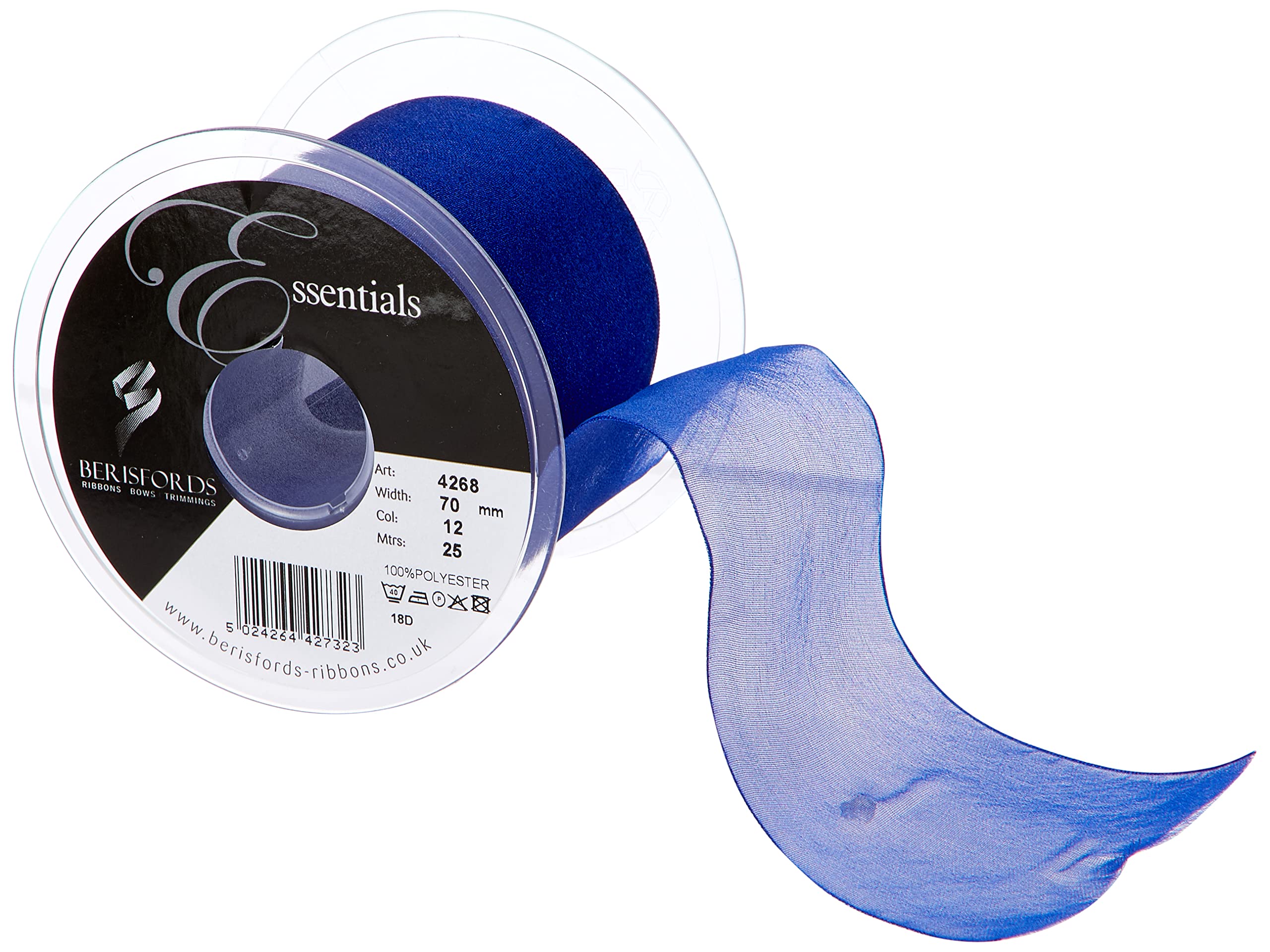 Berisfords Super Sheer, Polyester, Royal, 10.4 x 10.4 x 7.4 cm