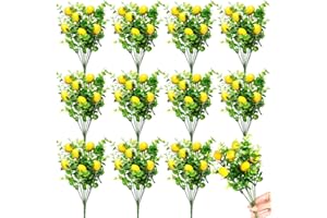 Tigeen 12 Pack Lemon for Decoration Fake Lemon Branches Artificial Vivid Yellow Faux Lemons Tables Centerpiece for Kitchen Stem Fruits for Home Spring Summer Decor