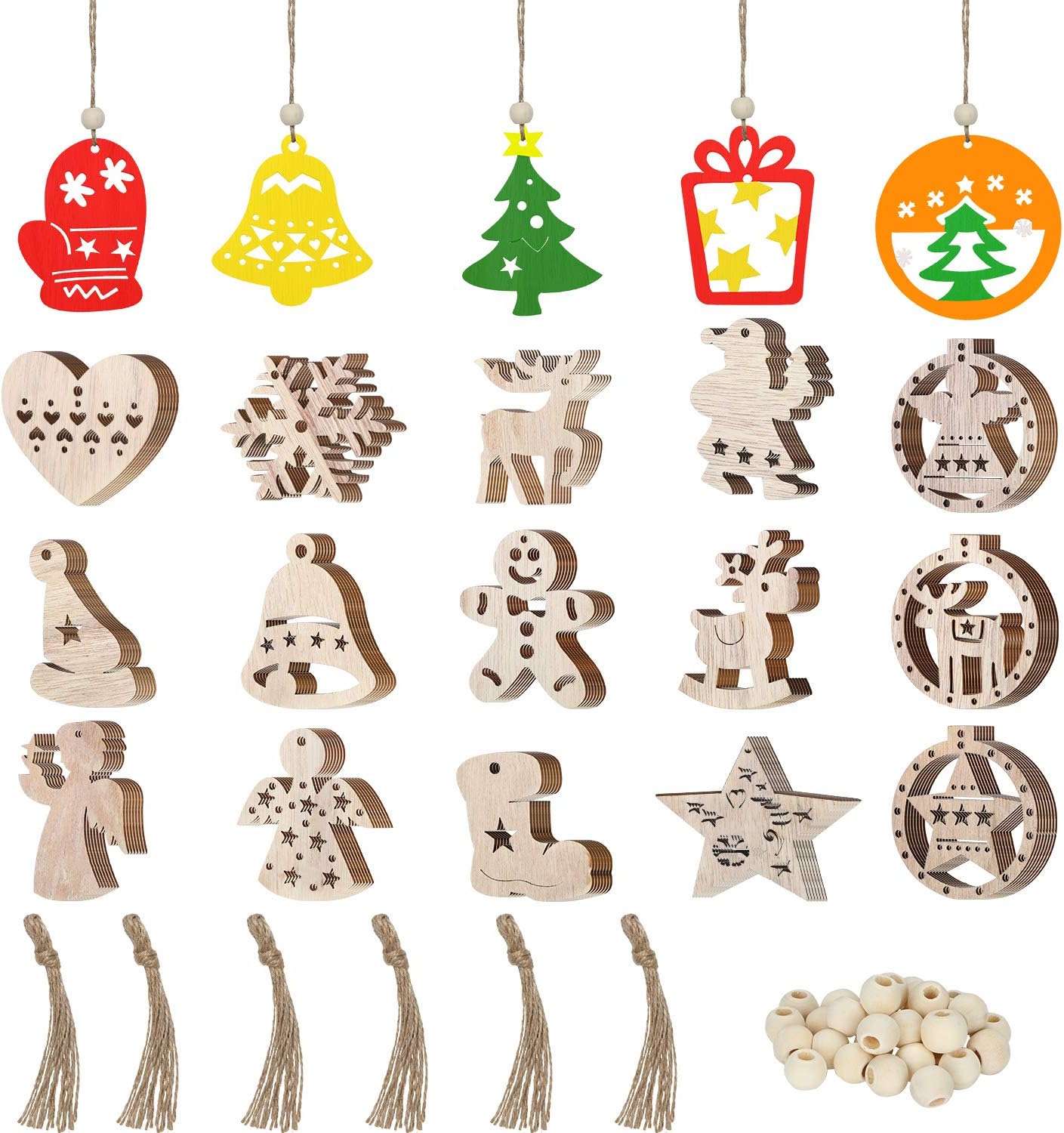 Download 60 Pieces Christmas Wooden Ornaments Wooden Craft Embellishments Hanging Ornaments Decoration Unfinished Ornaments Xmas Tree Hanging Tag With 60 Pieces Strings And Natural Wood Beads Amazon Co Uk Kitchen Home PSD Mockup Templates