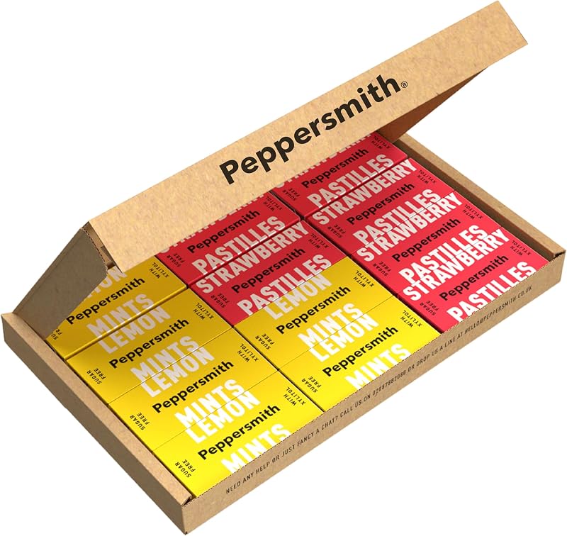 Peppersmith Fruity Pack Strawberry Pastilles & Lemon Mints 12 x 15g Vegan