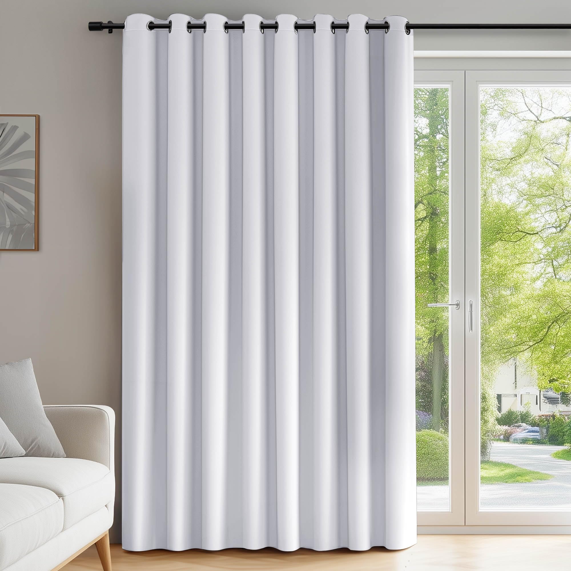 Deconovo Eyelet Blackout Solid Door Curtain Thermal Curtain for Partition 100 x 84 Inch Sliver Grey 1 Panel