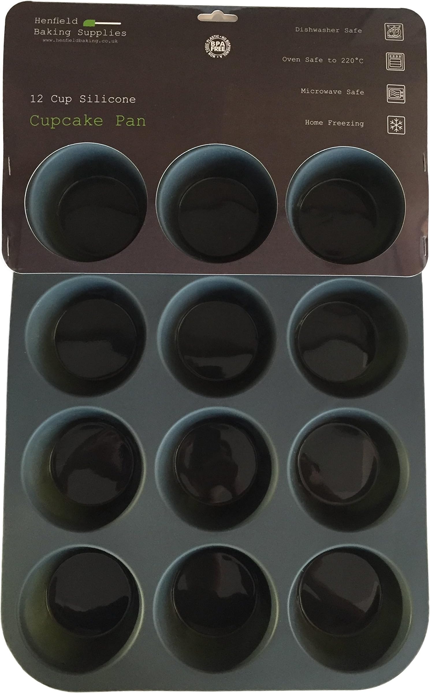 12 Cup Silicone Cupcake Tray/Muffin Tin Dark Grey