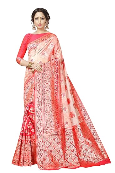 Divaastha Light Pink Cotton Floral Print Saree with Blouse Piece (APP0026LIGHTGAJARI)