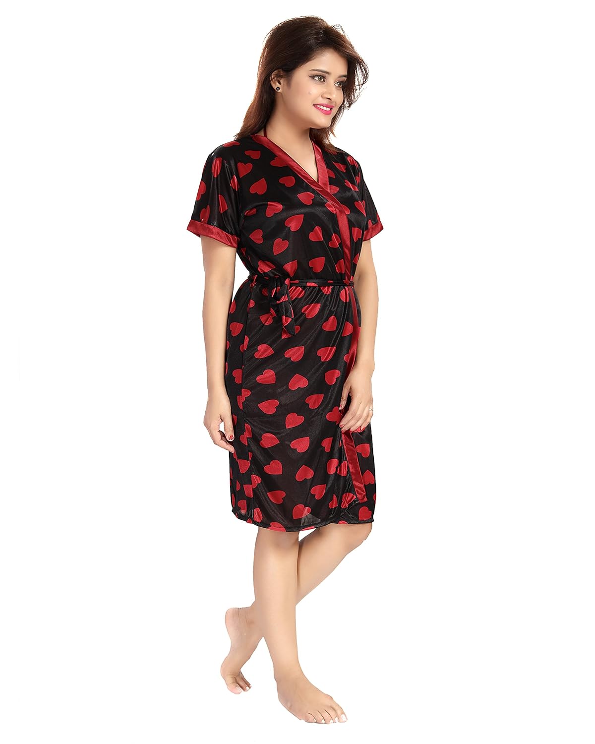 noty women's satin nighty 3 pc set robe/bra/panty