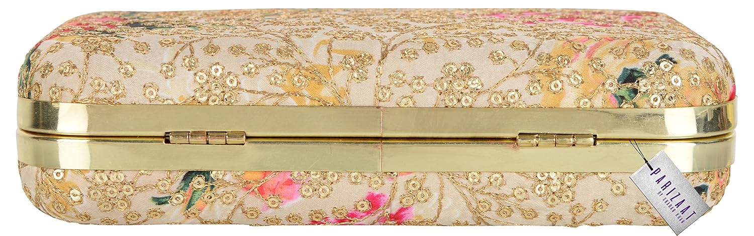 parizaat by shadab khan women's clutch (gold, bx8462)