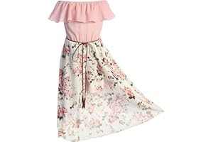 BluNight Collection Little Girls 2 Ways Ruffle Hi Lo Maxi Skirt Romper Belt Jumpsuit Romper USA 4-14