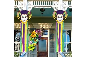 TKIFODA 2 Pcs Mardi Gras Wind Sock, 40 Inch Wind Socks Mardi Gras Outdoor Decorations Purple Green Yellow Holiday Windsock Flags for Yard Garden Home Party Outdoor Hanging Decor
