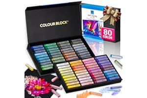 COLOUR BLOCK Soft Pastels for Artists - 80 Colors Square Chalk Soft Pastels Art Set in CARBON Box - Vibrant Pigments Art Kit for Painting, Drawing, Sketching, Hobbyists, Students and Kids