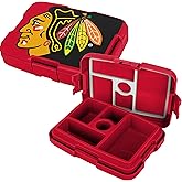 FOCO NHL Unisex-Adult Officially Licensed 2-Tone Big Logo Team Color Hockey Leak Proof 5 Compartment Bento Lunch Box - Chicago Blackhawks