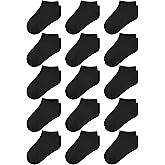 Cooraby 15 Pack Kids' Half Cushion Low Cut Athletic Ankle Socks Boys Girls Ankle Socks